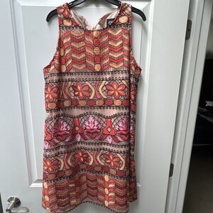 ECI‎ New York Dress Women’s Size XL Sleeveless Orange Floral Lined Summer